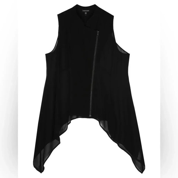 EILEEN FISHER Silk Georgette Crepe With Sheer Silk Vest Black Sleeveless Size XS - Picture 1 of 7